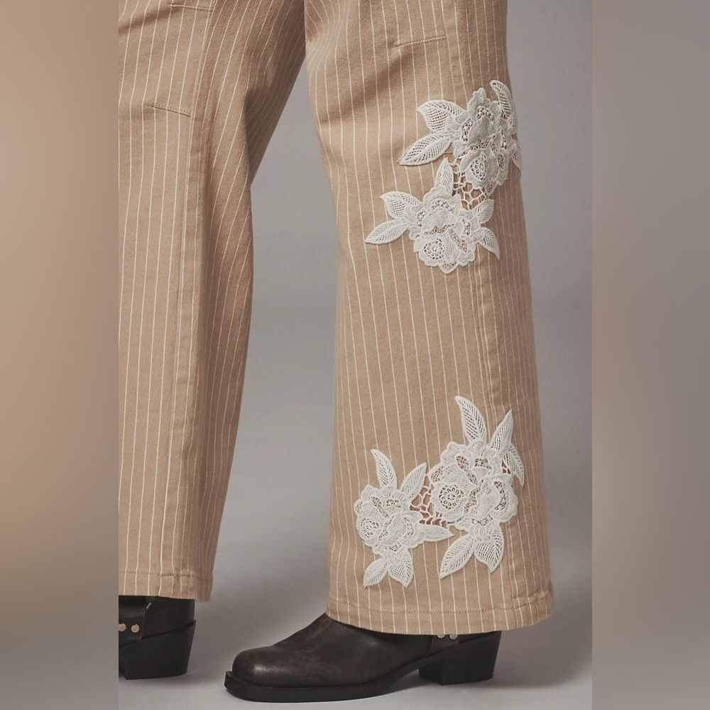 Anthropologie lace and Striped  Pants - Picture 4 of 8